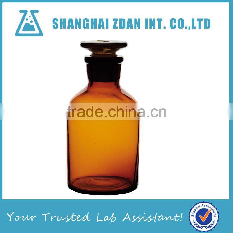 Narrow Mouth Brown Glass Reagent Bottles With Ground-in Glass Stopper For Lab