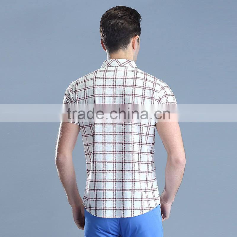 Fashion mens casual shirt 2016 new style with plaid cotton dress shirt,short sleeve cotton casual shirt design