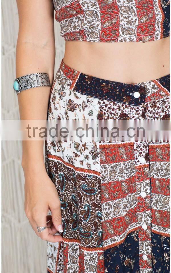 High Quality Printed Hippie African Print Skirts And Dress Kaftan Designs Two Piece Sets