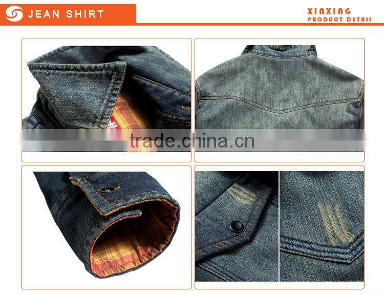 2014 Hot Sale Heavy Washed Cotton Jeans Shirt For Men