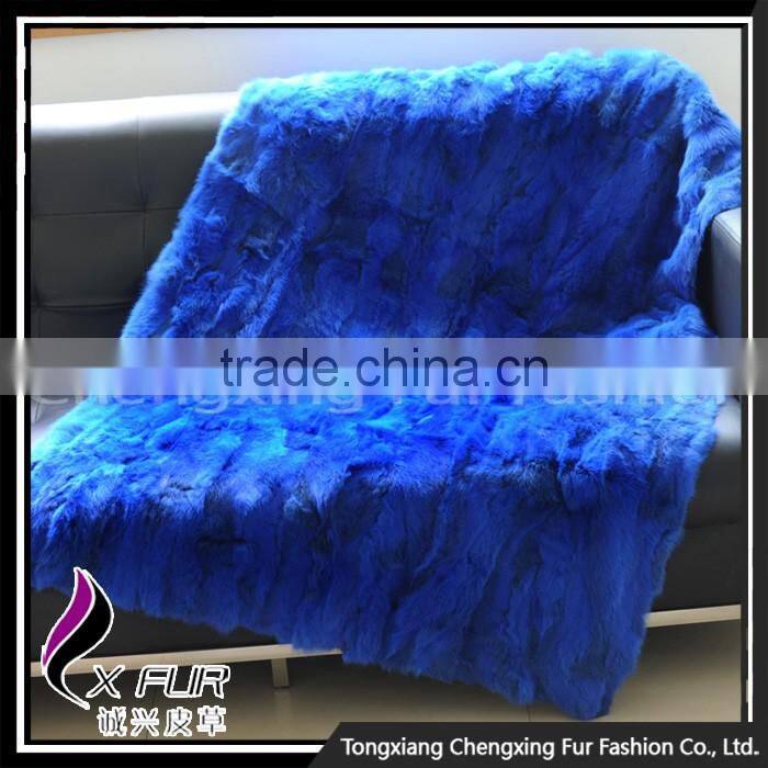 CX-D-11H Top Quality Home/Hotel Carpet Patchwork Rabbit Fur Fur Throw Blanket