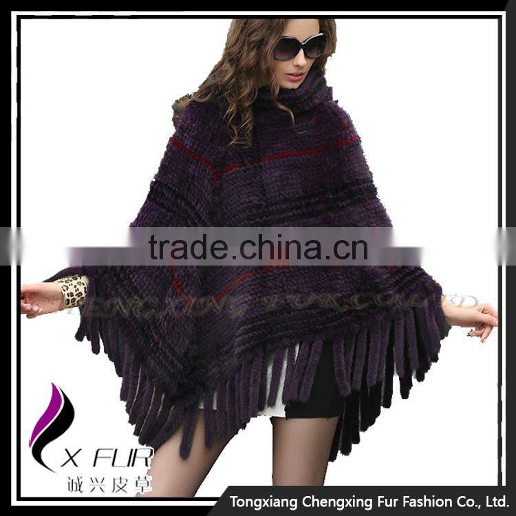 CX-B-M-62A 2016 New Latest Cheap Genuine Mink Fur Poncho and Shawl