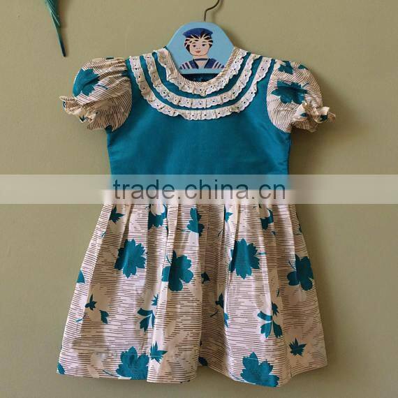 New arrival factory manufacture short sleeve printed kids clothing wholease new model baby girl casual dress