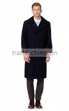 2014 Double-Breasted High Fashion Classical Design Black Lapel Slim Fit Mens Cashmere Men Coat