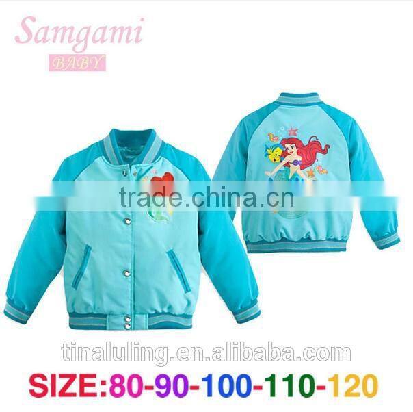 Wholesale baby girls blue beauty fish cartoon hoodies children sweatshirts