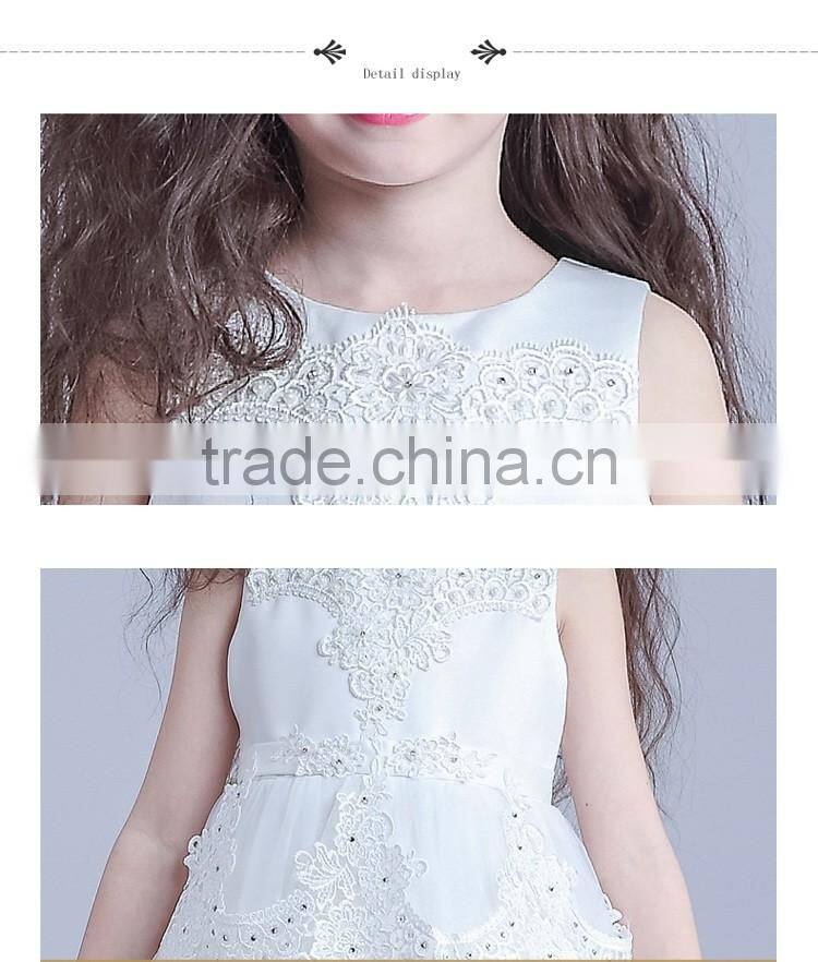 2017 bulk sale White embroidery dress long flower girl dresses