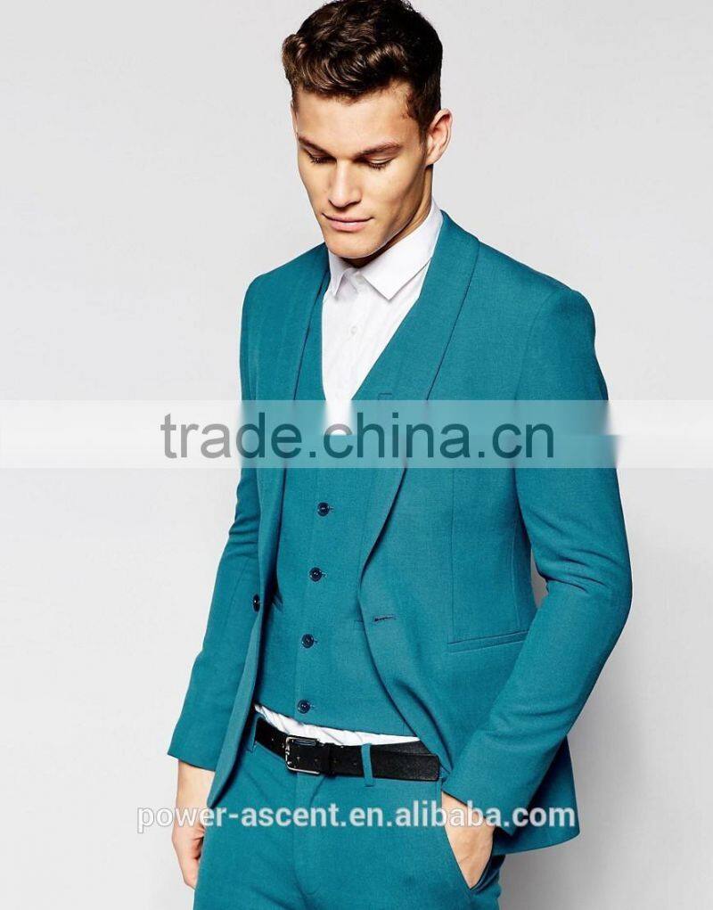 2016 men's hot sale amazing skinny turquoise suit jacket