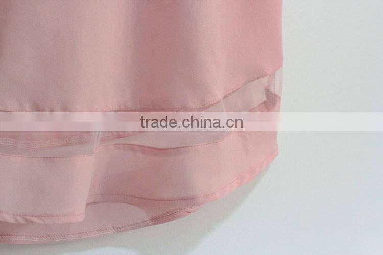 2016 hotsale Sexy Chiffon Lace Patchwork Blouse design Sleeveless Top Clothings for women