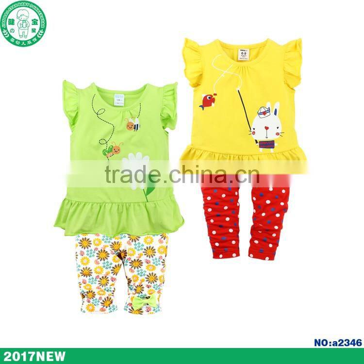 Baby Clothing Sets Summer Flower Newborn Baby Girl ruffled shorts + pant clothing sets