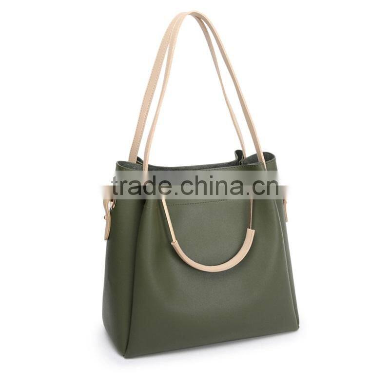 Army Green Metal Handle Handbag Fashion Messenger Bag