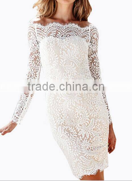 Runwaylover EY2192D Ladies Off-Shoulder Sexy Lace Bandage Dress