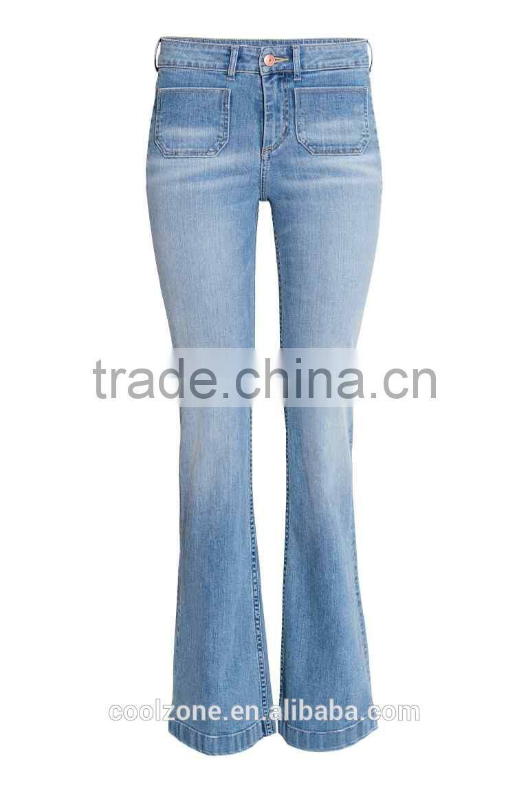2015 new collection horn style ladies jeans top design for women