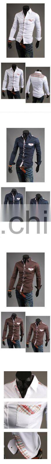 Wholesale Korean latest style slim fit man shirt with matcted placket & pocket