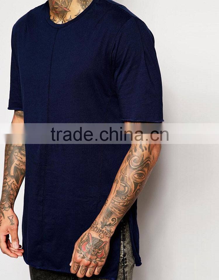 Guangzhou Shandao OEM Manufacturing Casual Summer 200g 40% Cotton 60% Polyster Short Sleeve O-neck Custom Side Split T Shirt