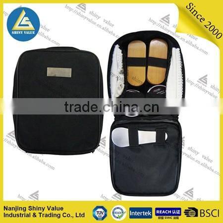Factory exported directly polyester bag shoe care set with OEM service