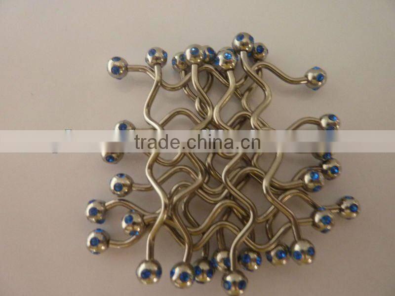 Wholesale New Gem Stone Wave Industrial Barbell Tongue Ring