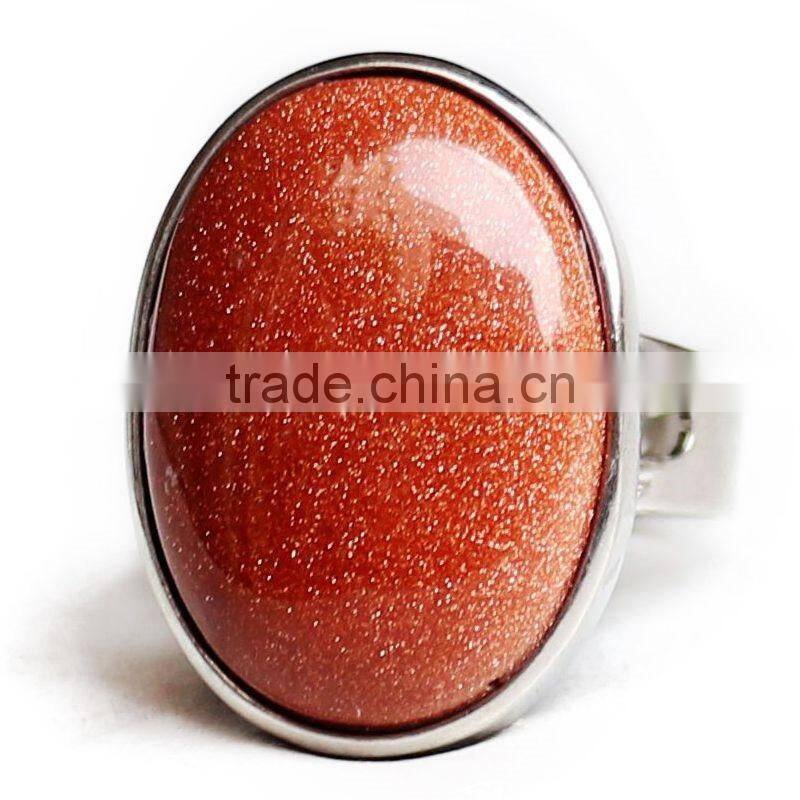 Crystal Natural Stone Tiger Eye Egg Oval Pendant Ring