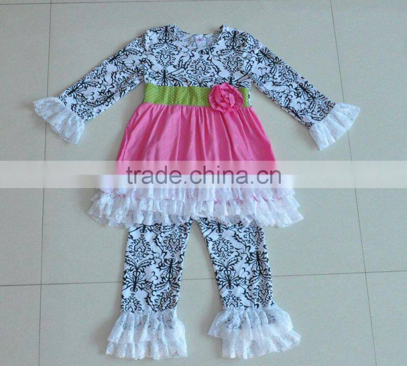 hot sale pure pink ruffle baby winter flower romper boutique outfits long sleeve fall soft baby cotton romper wholesale