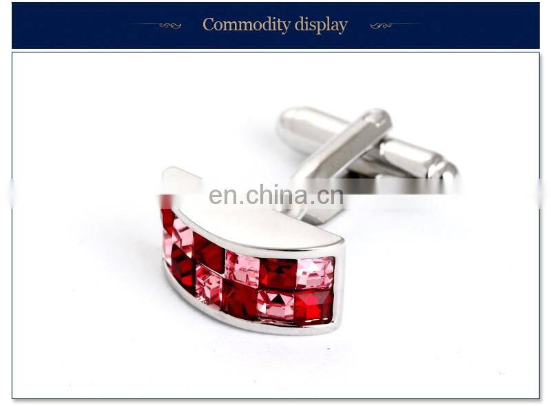 Exquisite Red Rhinestone Jewelry Men Shirt Cufflinks