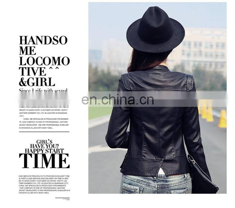 2016 New arrival fashion women leather jacket online