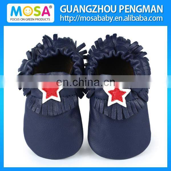 Black Toddler Tassel Genuine Leather Shoes for Baby