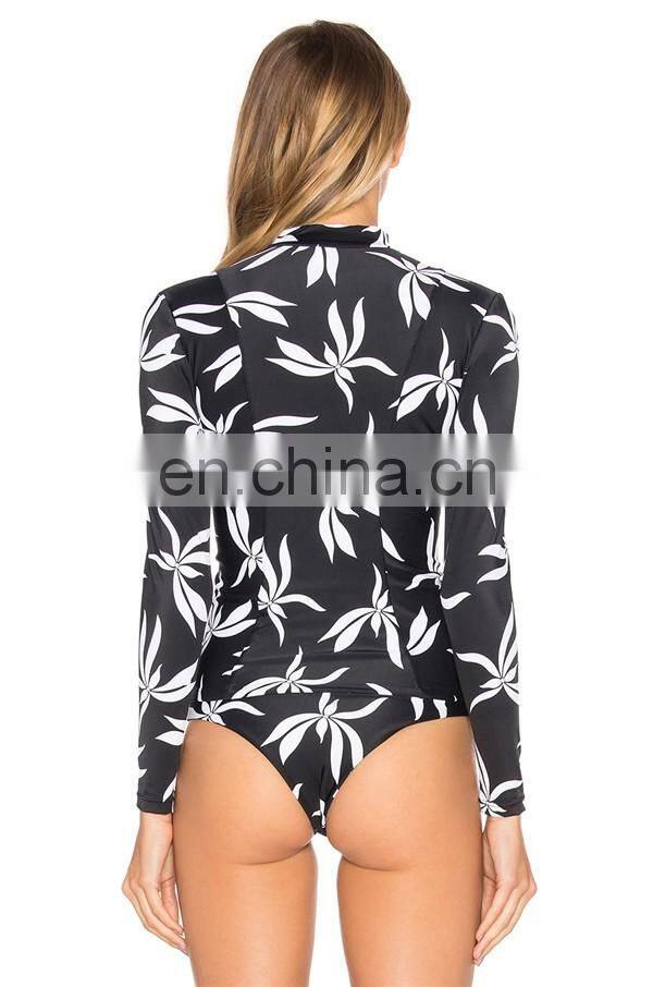 low moq custom sublimation fashion upf 50+ women long sleeve rash guard