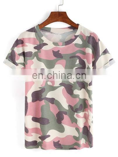 100% polyester camouflage printed short sleeve t-shirt