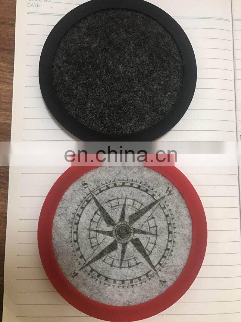 Customized 10cm Silicone Drink Coasters with Absorbent Soft Felt Insert