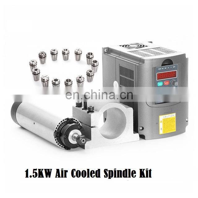 1.5kw air cooled spindle motor 4 bearings 1.5 kw CNC milling spindle & 220v 1.5kw inverter VFD & 80mm bracket & ER11 Collects