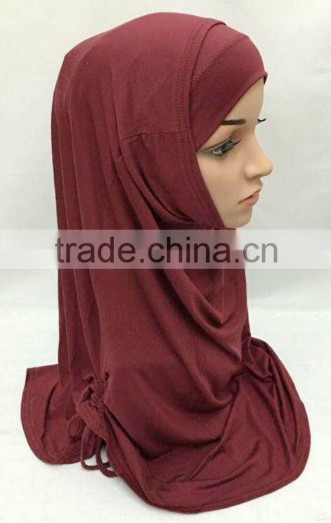 SOLID COLOR TWO PIECES modal COTTON HIJAB elastic long hejab