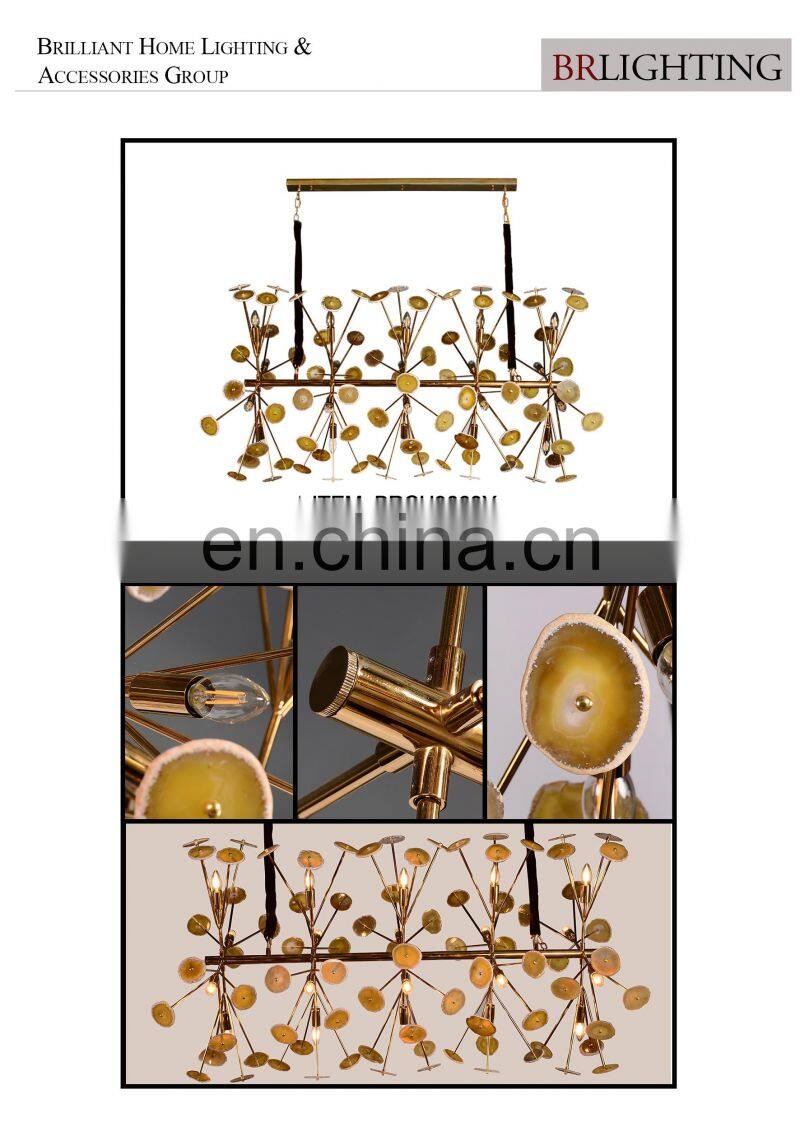 New design agate stone chandelier for hotel lobby home meeting room cafe shop decoration