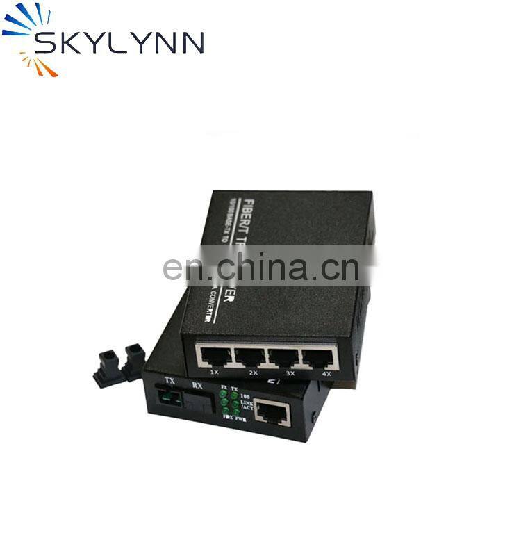 Ethernet 10/100M 4 Port Single Fiber Single Mode Tx 1310/Rx 1550 nm SC 20km Media converter