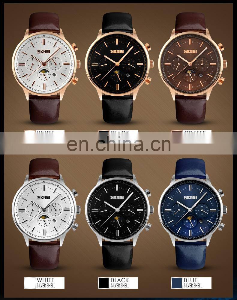 Luxury Goods Skmei 9117 Japan Movt Stainless Steel Back sr626sw Luxury Leather Watch Strap