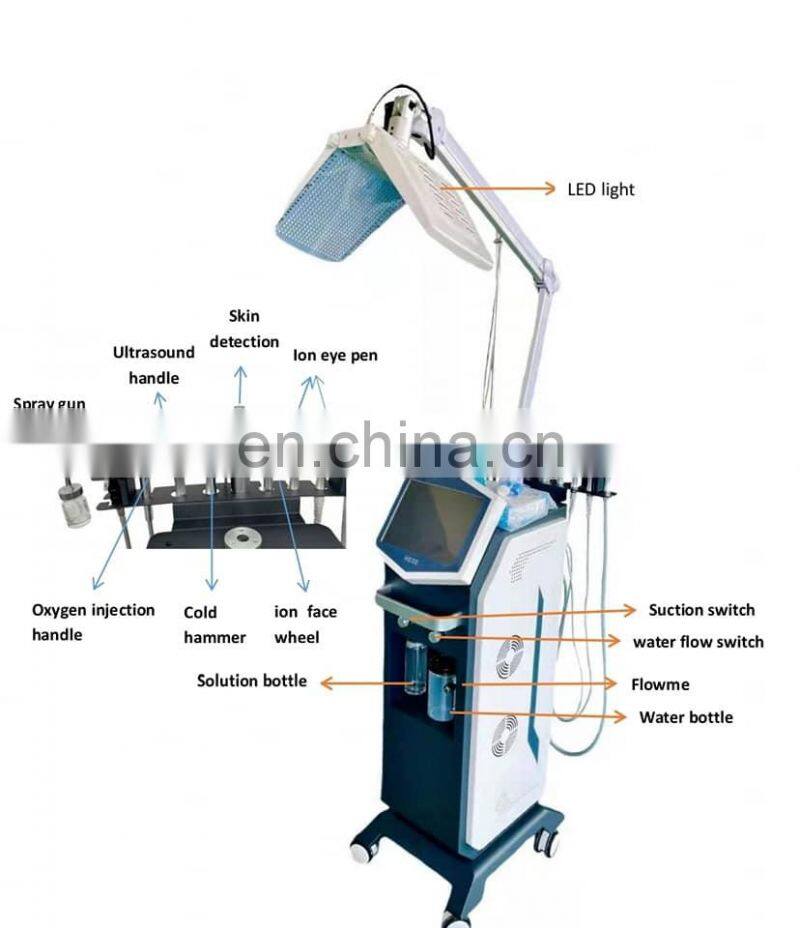 Pdt Led Light Therapy Facial Beauty Machine Microdermabrasion 6 in1 Hydro Water Oxygen Jet Peel Machine