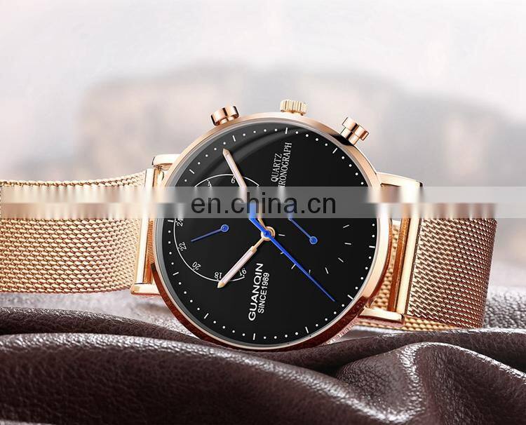 GUANQIN GS19101 Luxury Quartz Men Branded Wrist Watches Stainless Steel Nice Men Watch Custom OEM Logo