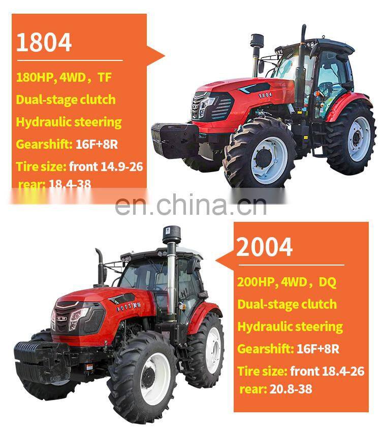 Cheap price new 180HP Farming tractor with front end loader and backhoe for sale