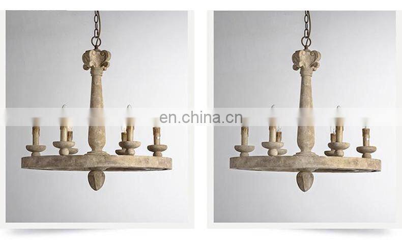 Wooden wrought iron do old teardrop candle tube living room dining room study bedroom wooden cage pendant lamp