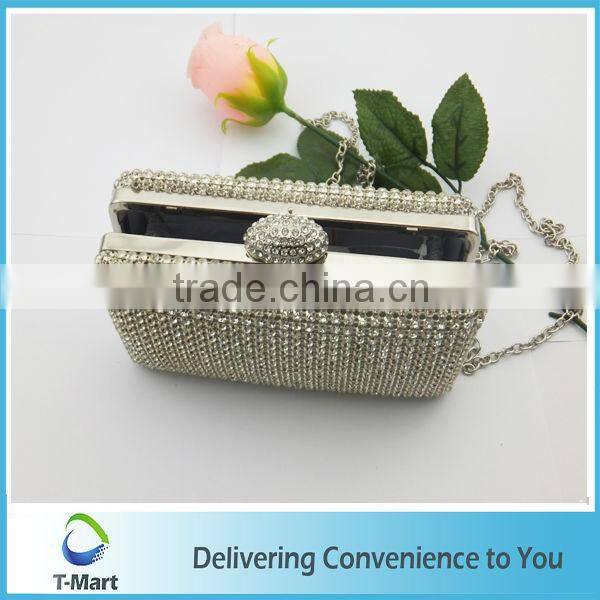 2016 fashion lady bag for party rhinestone metal mesh evening bag