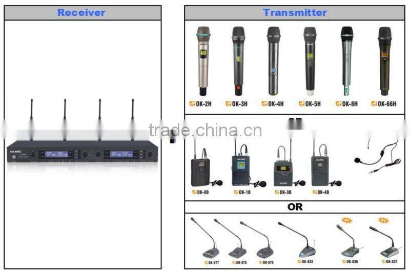 OK-8004 UHF/PLL 4 Channel wirelesss microphone system