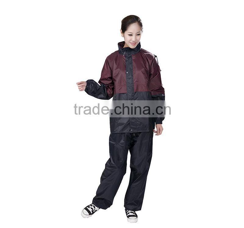 Polyester adult leisure fashion rain coat with pants