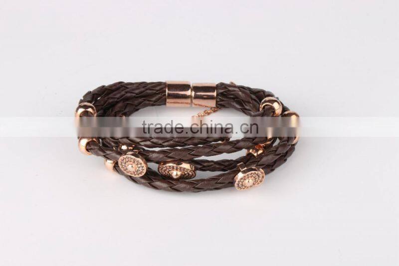 Hotsale Fashion 925 Sterling Sliver PU Bracelet