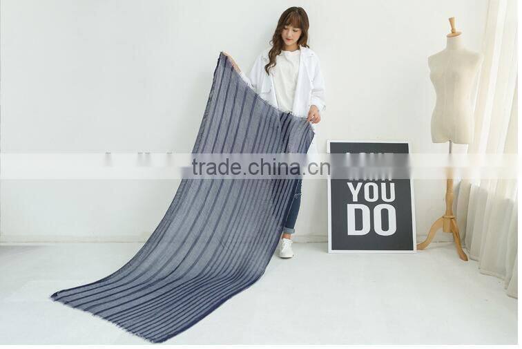 Wholesale New Style Lady Fashion Striped Voile Cotton Scarf
