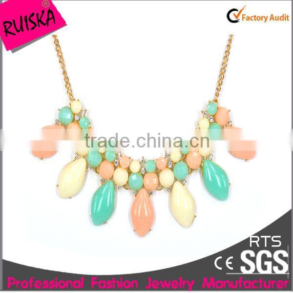 High Trendy Design Elegant Alloy Jewelry Multi Colored Necklace