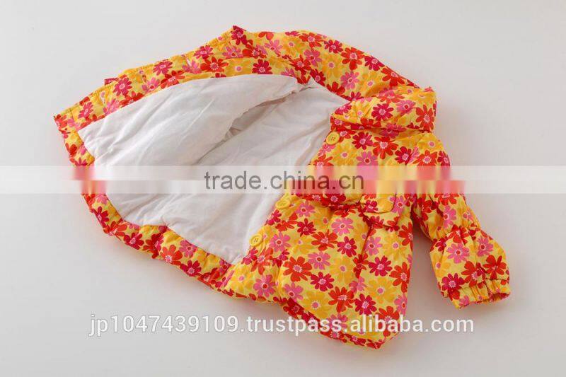 Japanese wholesale products high quality cute infant girl winter clothes flower pattern shirring jacket