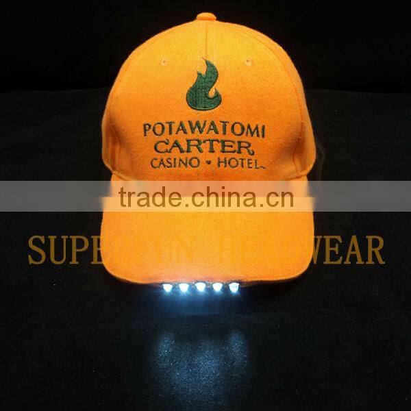10x10 100% heavy brushed cotton customized embroidery logo big LED caps and hats