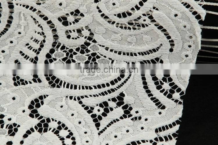 New products cheap 3D white cotton lace embroidery fabric for bridal dress