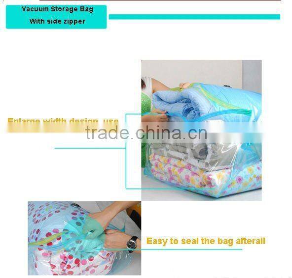 vacuum storage bag with side zipper increased 20% space