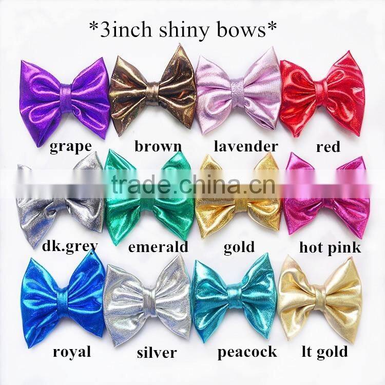Wholesale candy color DIY craft flowers - kids shoe Decoration Shiny Golden Bow