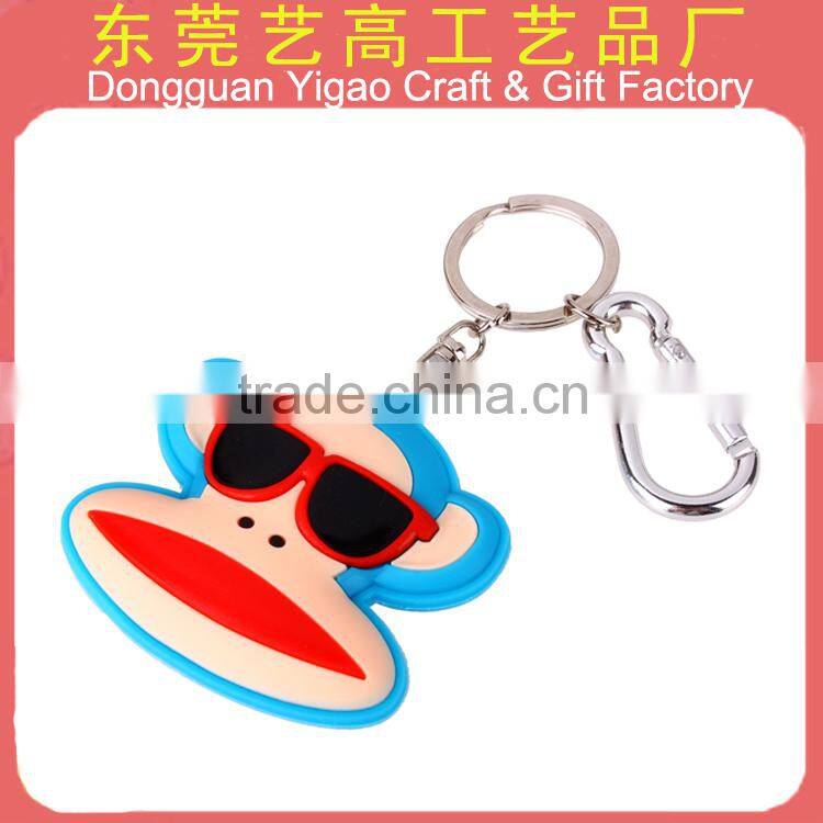 Factory wholesale 3d rubber animal shape keychain, lovely anime keyrings