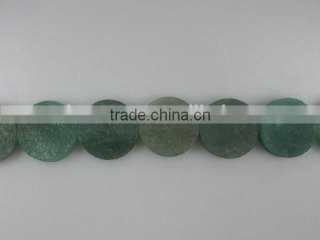 Wholesale green aventurine coin shaped gemstone loose bead 16"